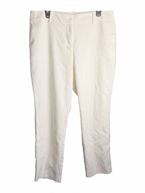Ann Taylor Pants Curvy Size 12 Mid Rise White Straight Leg Business Causal Ankle